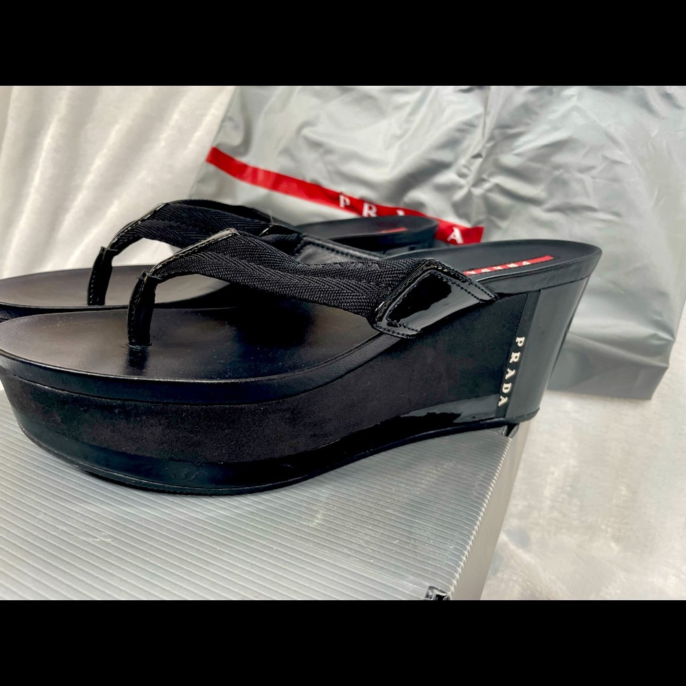 Prada wedge flip flop